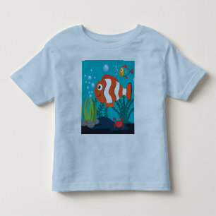Personalize Sea-Life Pattern Fish Crab Seaweed  Toddler T-shirt