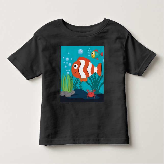 Personalize Sea-Life Pattern Fish Crab Seaweed   Toddler T-shirt (Front)