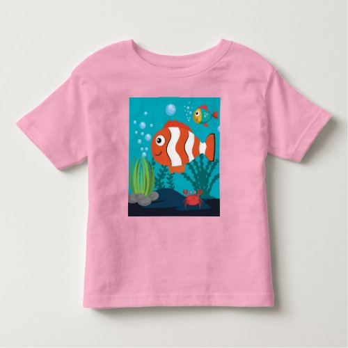 Personalize Sea_Life Pattern Fish Crab Seaweed  Toddler T_shirt