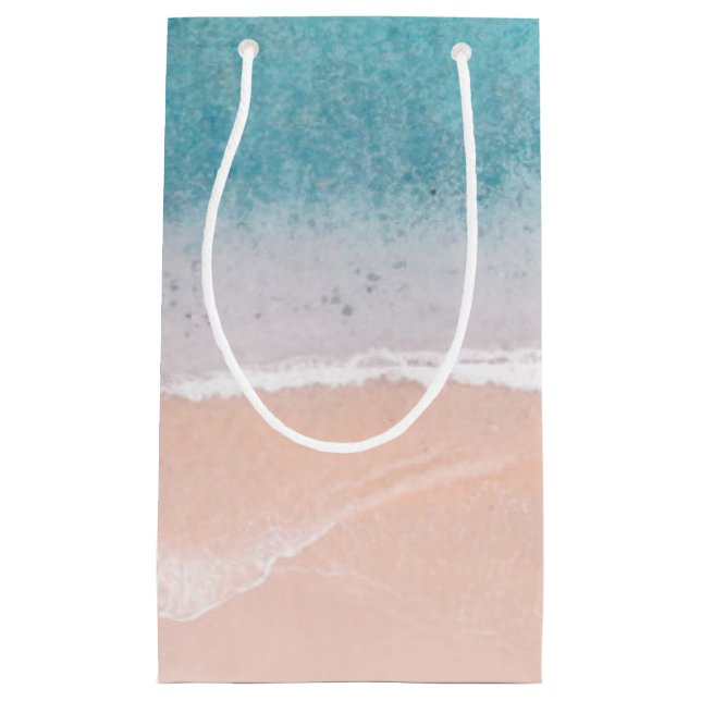 Personalize Seaside Beach Blue Sea Sand Template Small Gift Bag (Front)