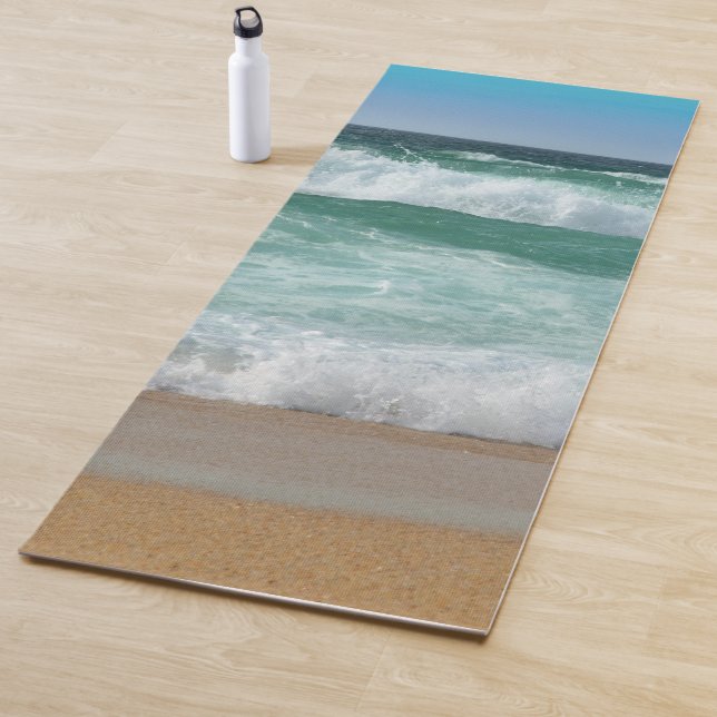 Personalize Seaside Sea Waves Sand Beach Template Yoga Mat (In Situ)