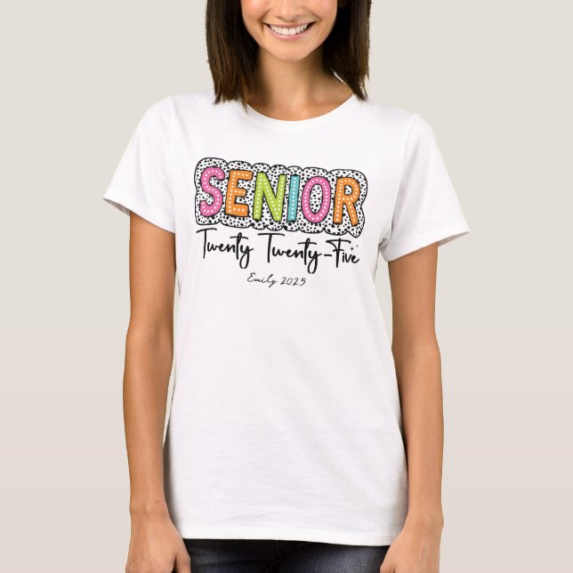 Personalize Senior 2025 Dalminton Dog T-Shirt (Front)
