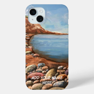 PERSONALIZE SERENE OCEANVIEW /Earth Tones PAINTING iPhone 15 Plus Case