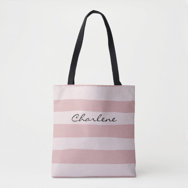 Personalize Shades of Pink with Black Strap        Tote Bag (Front)
