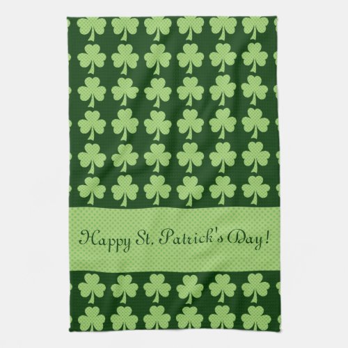 Personalize Shamrock Polka dots St. Patrick's Day Hand Towel