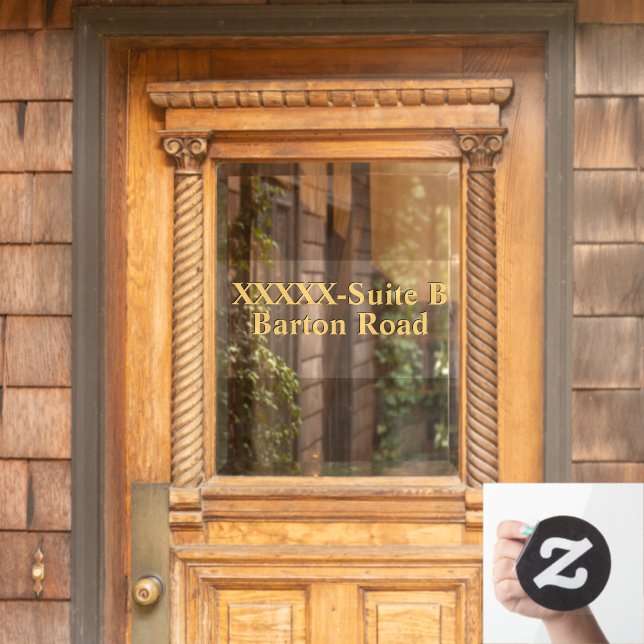 Personalize Shop Street Address Number Gold Black Window Cling (Home Door)