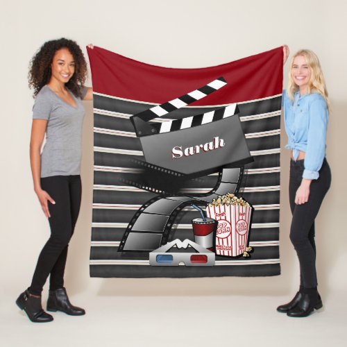 Personalize Show Time Movie Pictures Fleece Blanket