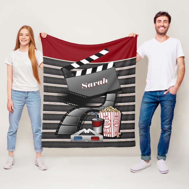 Personalize Show Time Movie Pictures Fleece Blanket (In Situ)