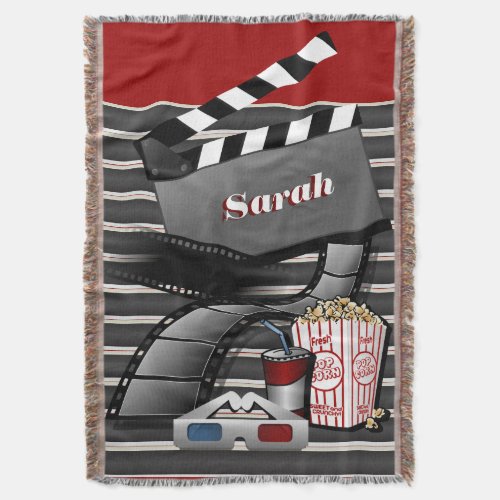 Personalize Show Time Movie Pictures Throw Blanket