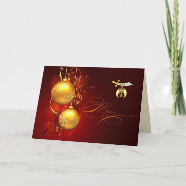 Personalize Shriner Emblem Christmas Greetings Holiday Card (Front)