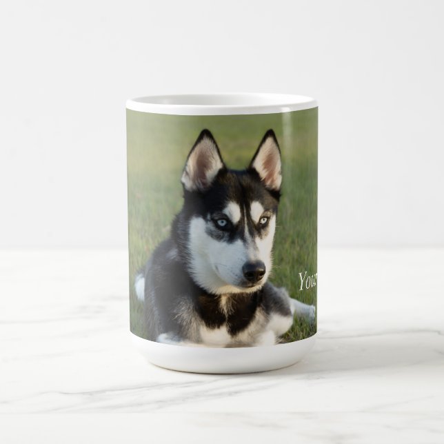 Personalize Siberian Husky puppy portrait Coffee Mug (Center)