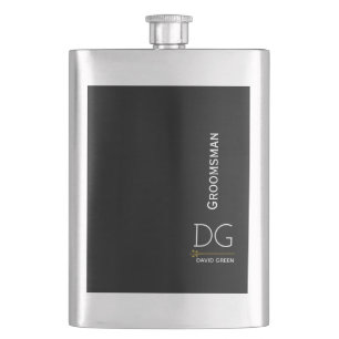 Personalize Silver and Black Groomsman Flask