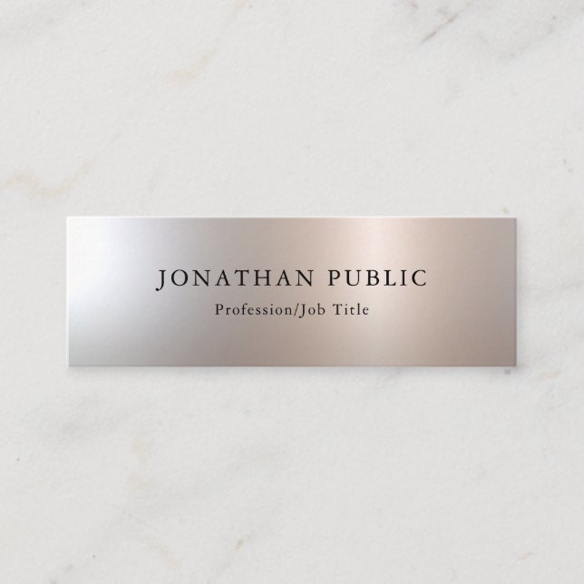 Personalize Silver Look Simple Design Template Mini Business Card (Front)