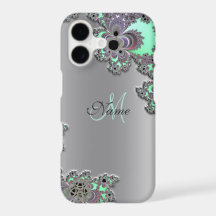Personalize Silver Metallic Fractal iPhone X Case