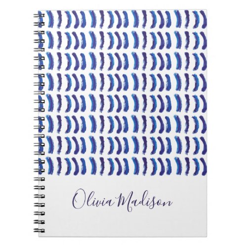 Personalize Simple Minimalist Oil Paint Blue Lines Notebook