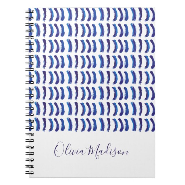 Personalize Simple Minimalist Oil Paint Blue Lines Notebook (Front)