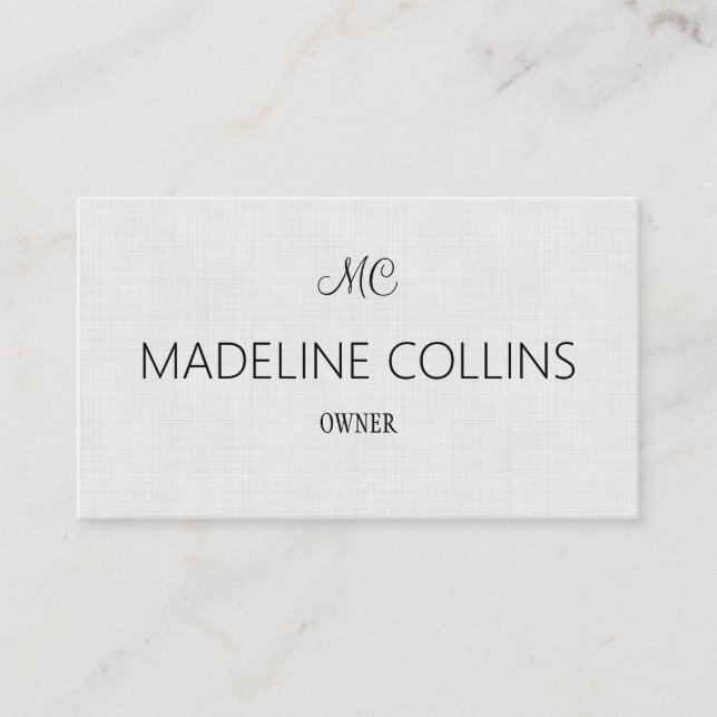 Personalize Simple Professional gray linen texture Business Card (Front)