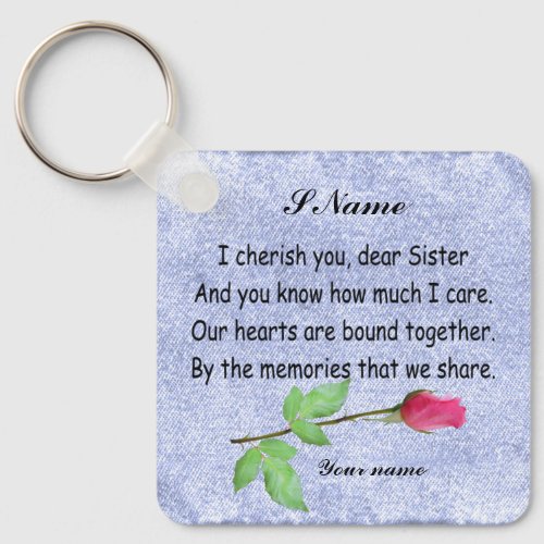 PERSONALIZE SISTER  KEYCHAIN