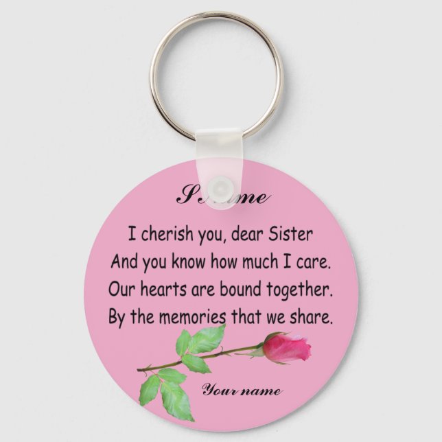 PERSONALIZE SISTER-MOST POPULAR BACKGROUNDS KEYCHAIN (Front)