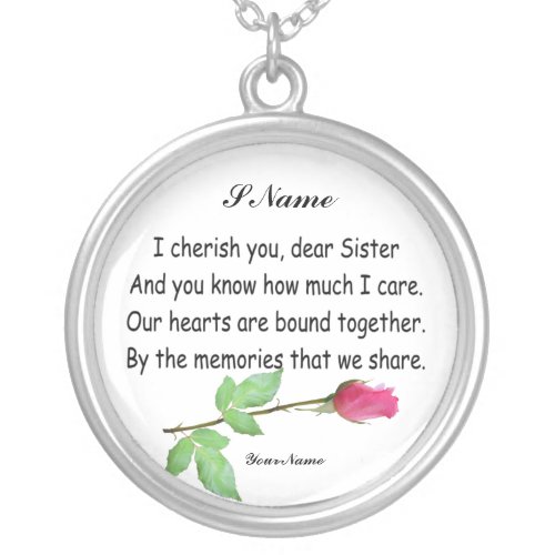 PERSONALIZE SISTER_NECKLACE SILVER PLATED NECKLACE