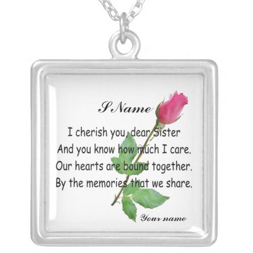 PERSONALIZE SISTER _NECKLESS SILVER PLATED NECKLACE