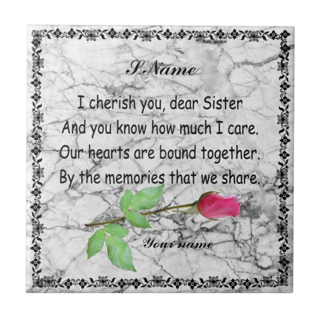 PERSONALIZE SISTER QUOTE CERAMIC TILE (Front)