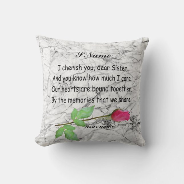 PERSONALIZE SISTER QUOTE THROW PILLOW (Front)