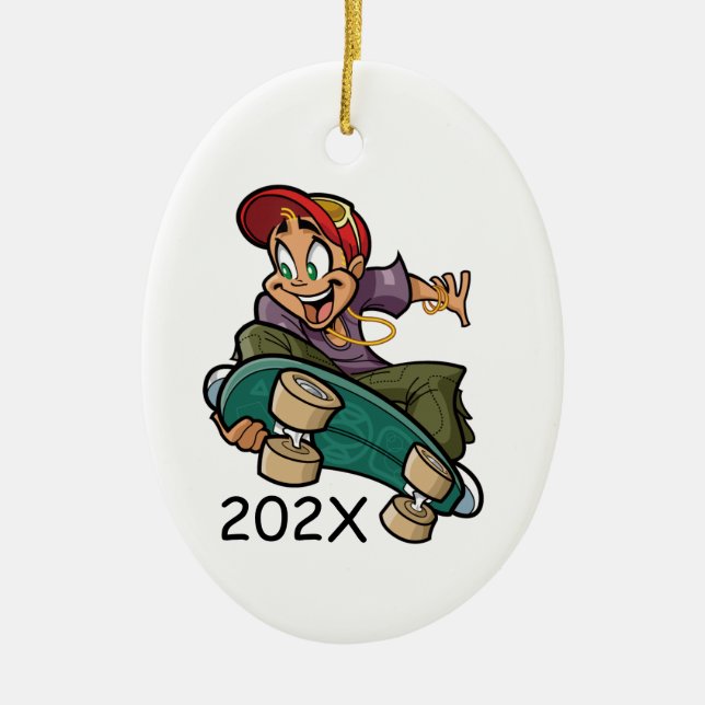 Personalize Skateboarder  Ceramic Ornament (Front)