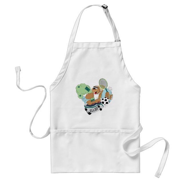 Personalize Skateboarding Bear Apron Summer Camp (Front)