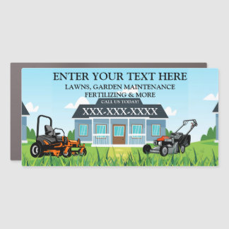 Personalize Small Business Lawn Care Lawnmower Car Magnet