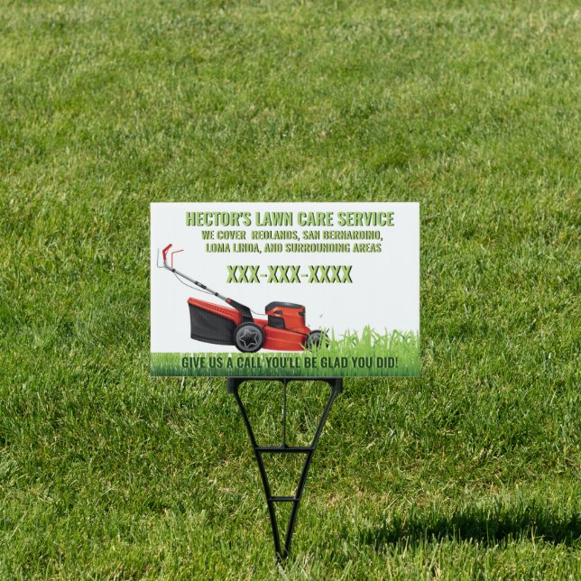 Personalize Small Business Lawn Care Lawnmower  Sign (Insitu)