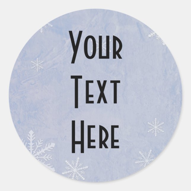 PERSONALIZE Snowflake Paper 3 - Original Blue Classic Round Sticker (Front)