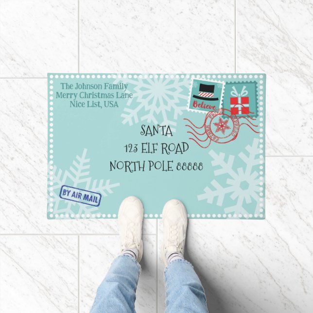 Personalize Snowflake Santa Letter Christmas Doormat (Indoor)