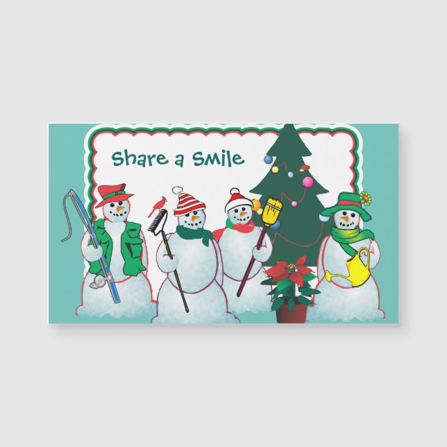 personalize snowmen magnets (Front)