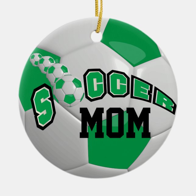 Personalize Soccer Ball | Green Ceramic Ornament (Front)