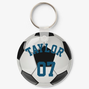 Personalize Soccer ball player's Name and Number Keychain