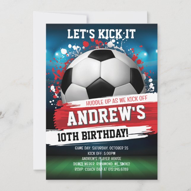 Personalize Soccer Birthday Party Invitation (Front)