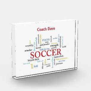 Personalize, Soccer Coach Thank You in Words Acrylic Award