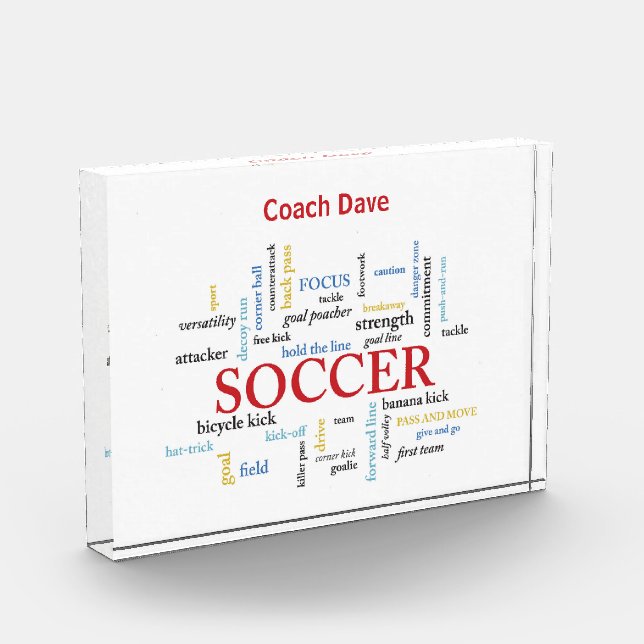 Personalize, Soccer Coach Thank You in Words Acrylic Award (Left)