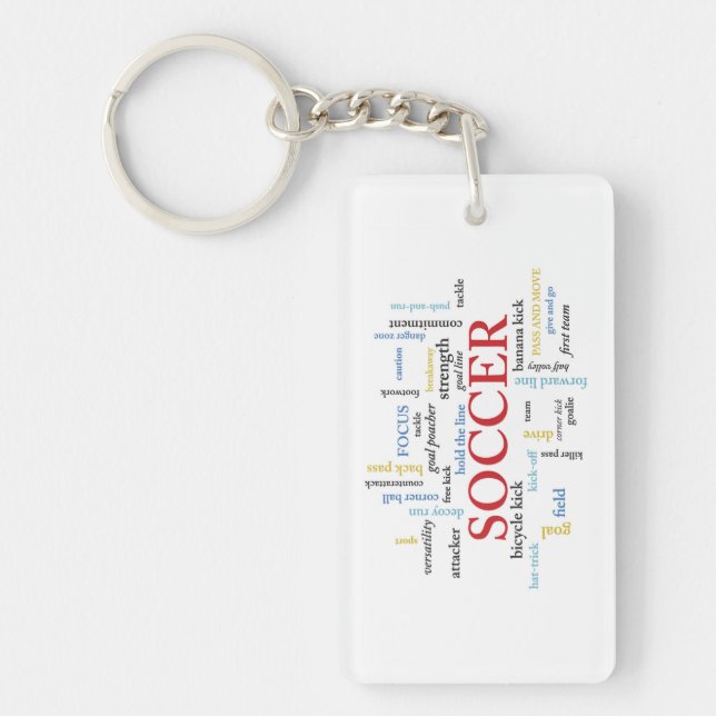 Personalize, Soccer Coach Thank You in Words Keychain (Front)