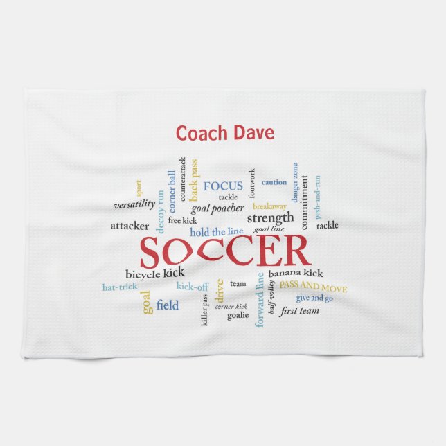Personalize, Soccer Coach Thank You in Words Kitchen Towel (Horizontal)