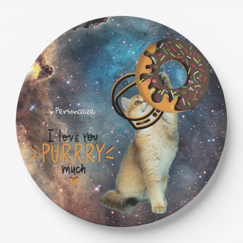 Personalize Space Cat Photo Astronaut Dream Donut  Paper Plates