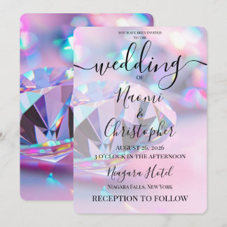 Personalize: Sparkling Crystals Pink Wedding Invitation