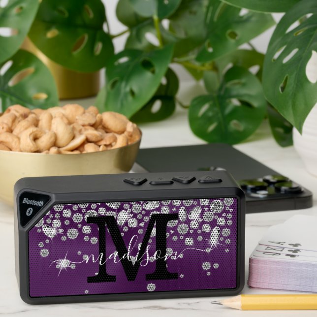 Personalize Sparkling Diamonds - Purple Bluetooth Speaker (Insitu(Table))