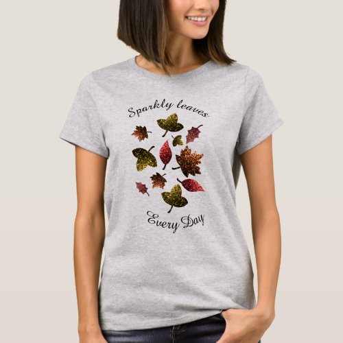 Personalize Sparkly leaves fall autumn sparkles T_Shirt