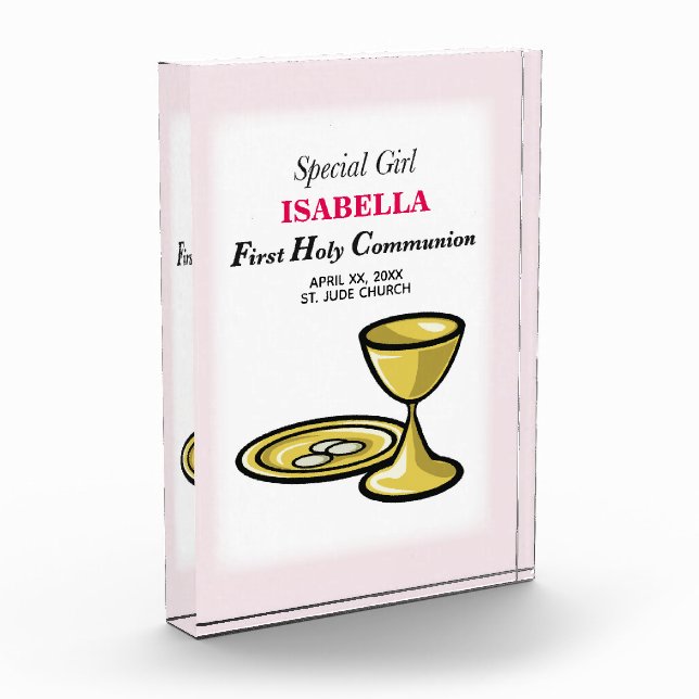 Personalize, Special Girl, First Communion Acrylic Award (Left)