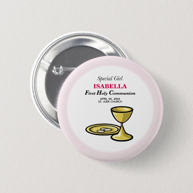 Personalize, Special Girl, First Communion Button (Front & Back)