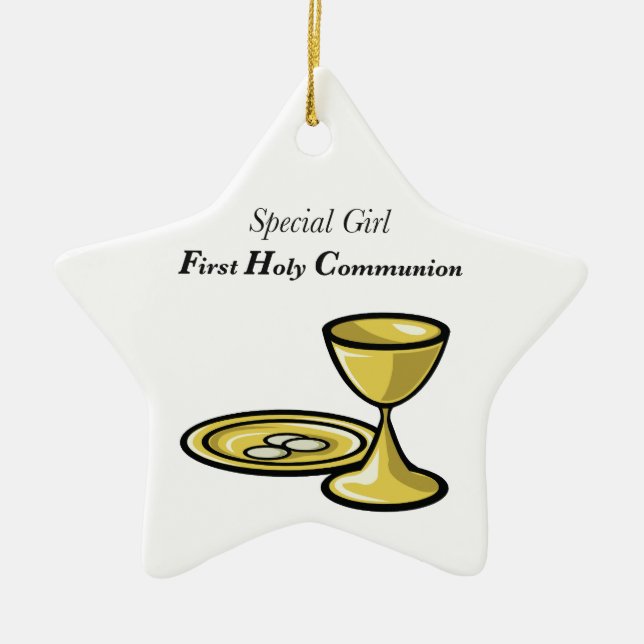 Personalize, Special Girl, First Communion Ceramic Ornament (Front)