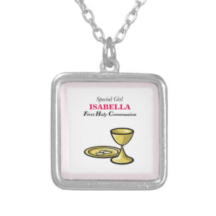 Personalize, Special Girl, First Communion Silver Plated Necklace