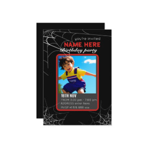 Personalize spider birthday invitation